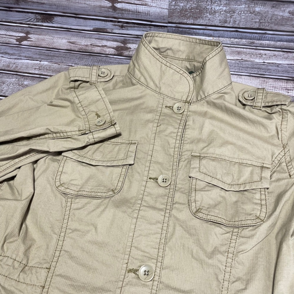 Eddie Bauer Womens Military Style Jacket Button Down Collared Coat Medium